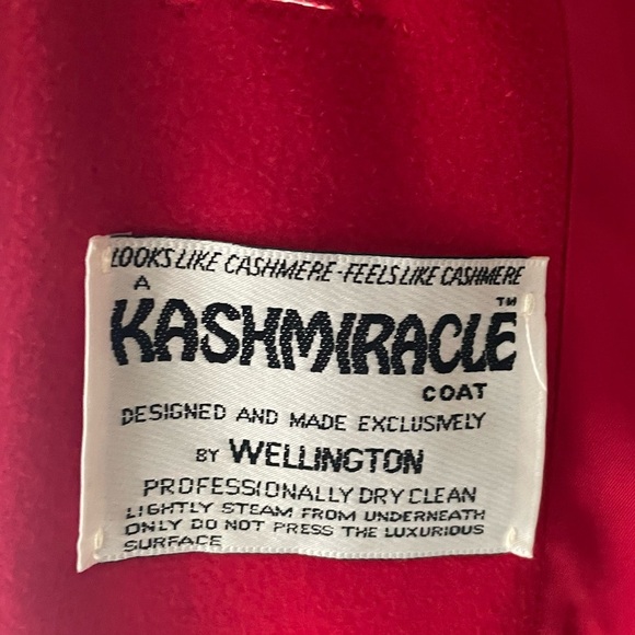 80s Vintage Kashmiracle by Wellington Wool Long Red Coat Jacket Red Size Large - Picture 10 of 13
